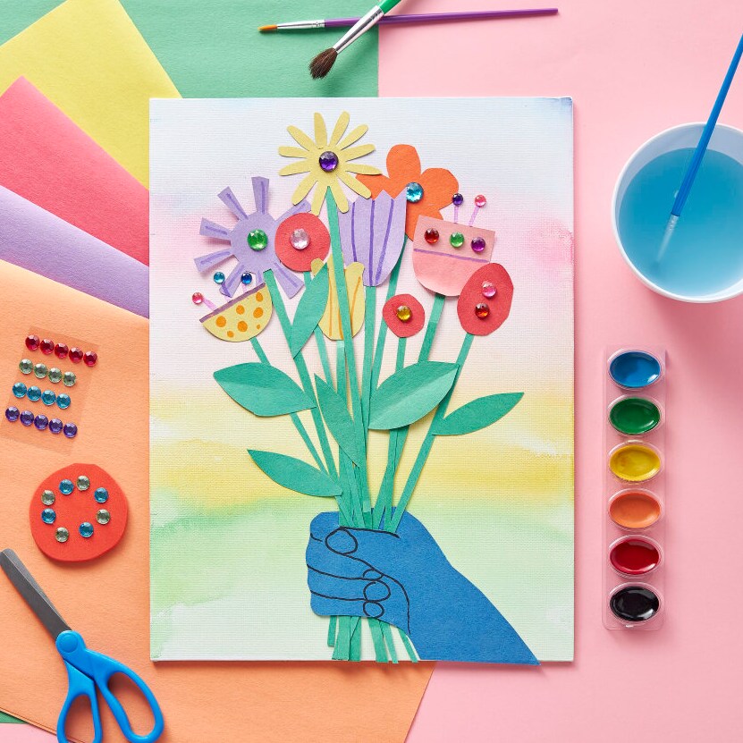 Kids Club: Paper Flower Bouquet Collage